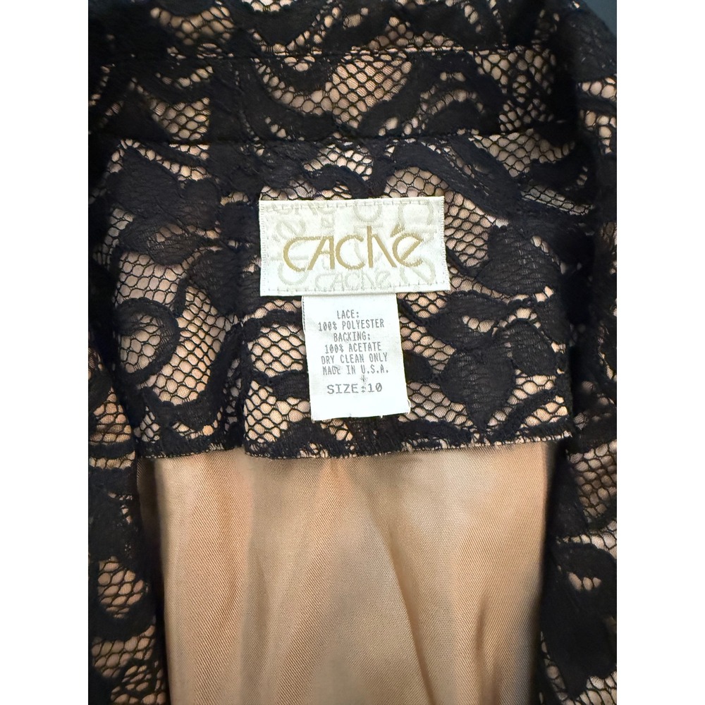 Cache 2-PC Lace Jacket Set Womens Sleeveless Shell Size 12 Black Jacket Size 10 - Picture 13 of 14